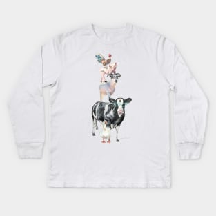 Farm Animal Family C1 Kids Long Sleeve T-Shirt